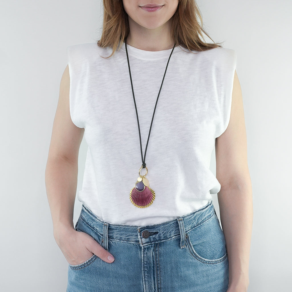 ALIX LEDERKETTE MUSCHEL