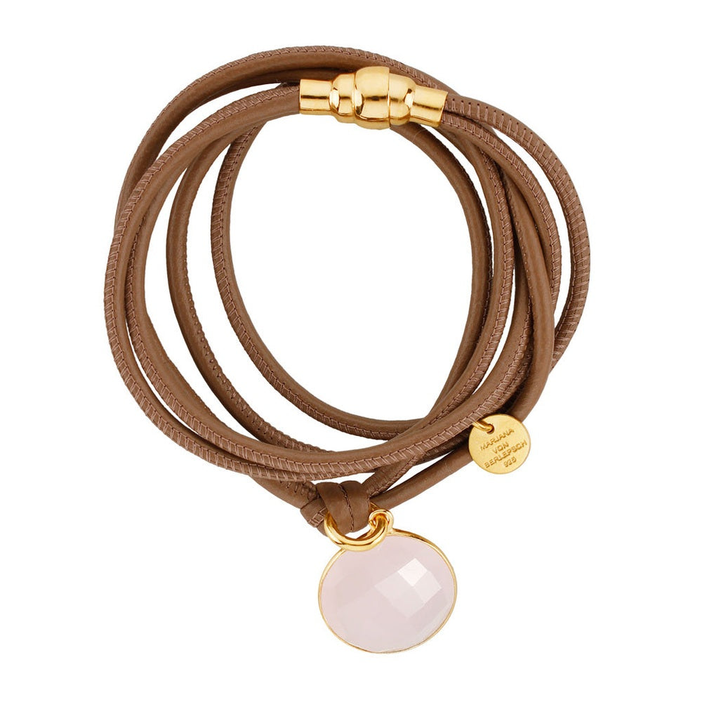 CHELSEA LEDERARMBAND Rosenquarz