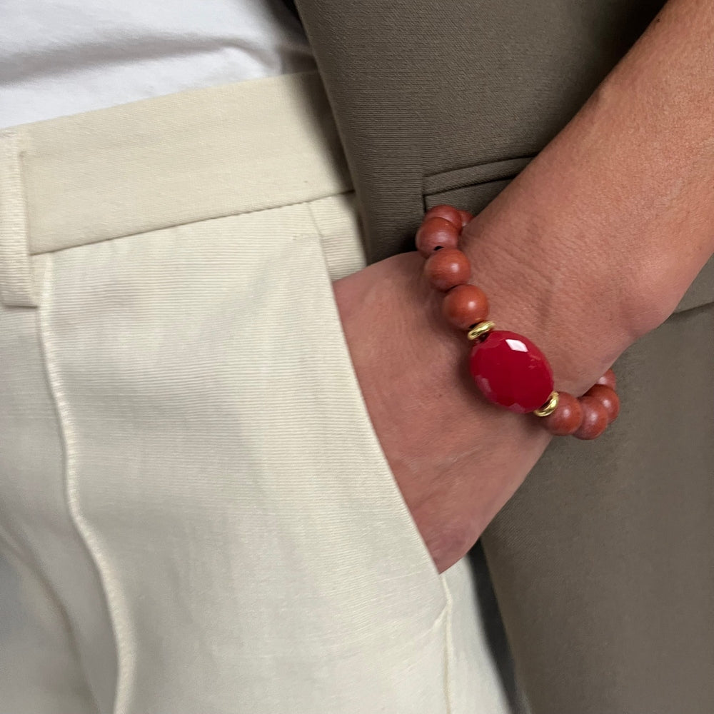 INA ARMBAND EDELSTEINRONDE KORALLE