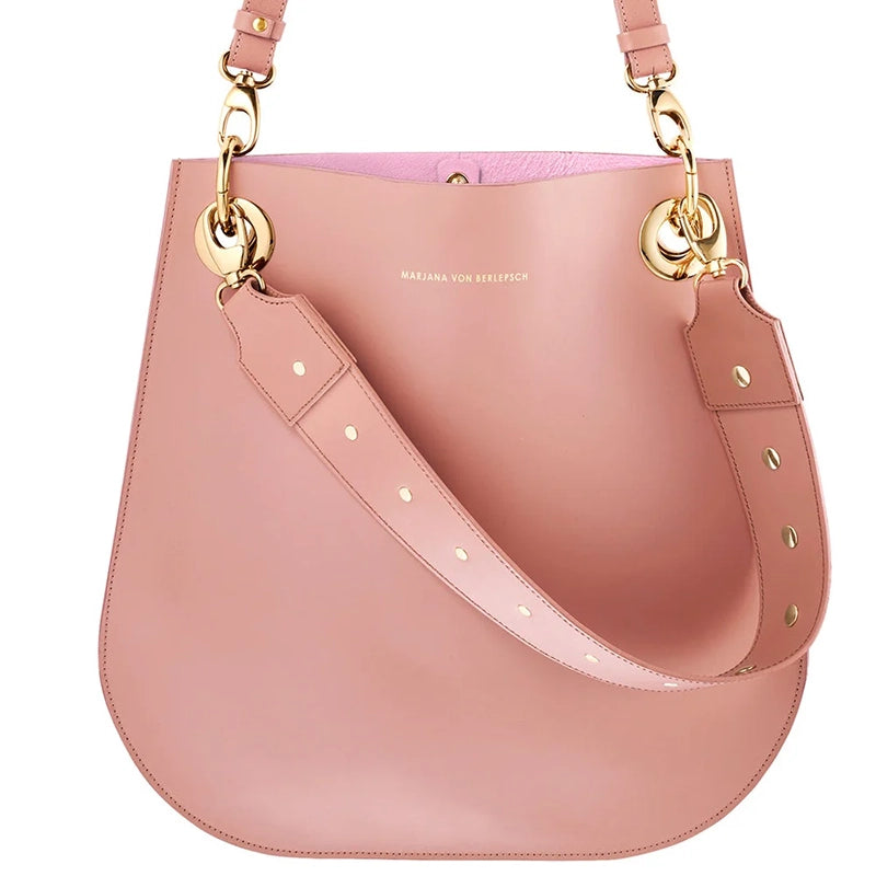 Tasche Nude/Rose mit goldenen Details aus Nappaleder