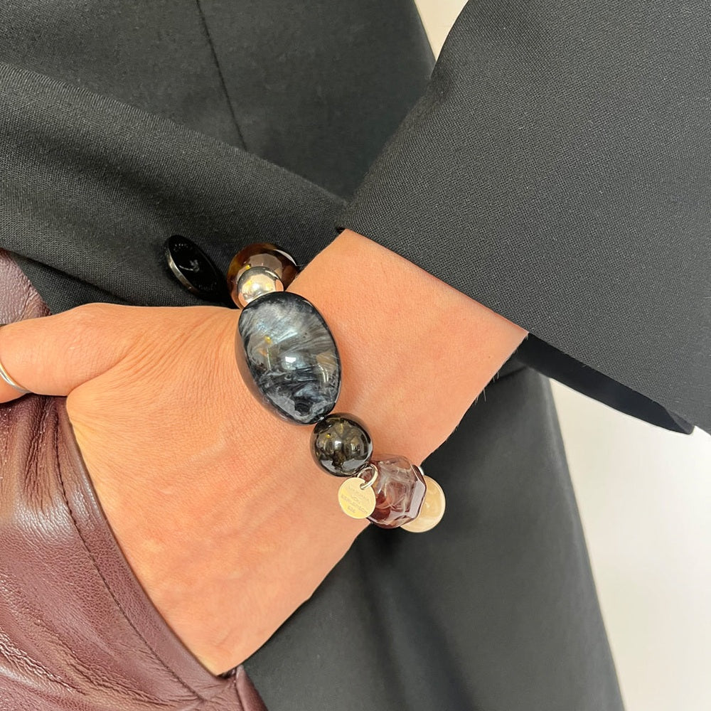 MELINA ARMBAND SCHWARZ SILBER