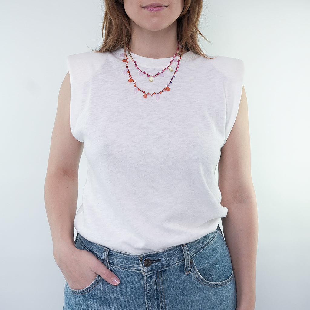 MAGIC EDELSTEIN KETTE PINK MIX DOPPEL