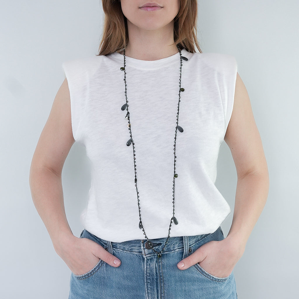 MAGIC EDELSTEIN KETTE KHAKI SCHWARZ