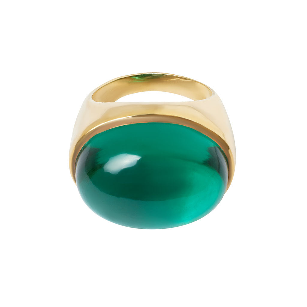 SHILA RING CABOUCHON EMERALD GRÜNER QUARZ