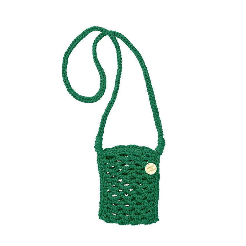 Kleine gehäkelte Handytasche in waldgrün