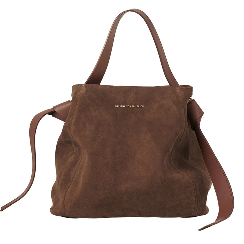 Wildledertasche Cognac mittelgroß mit kurzem Gurt