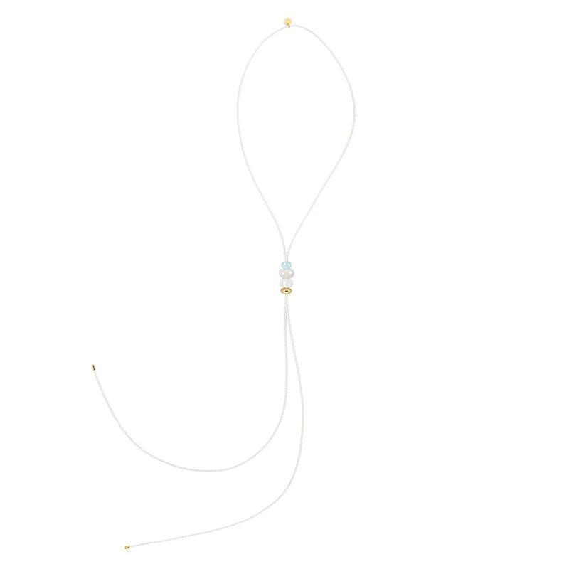 Lederkette Edelsteine blau weiß gold