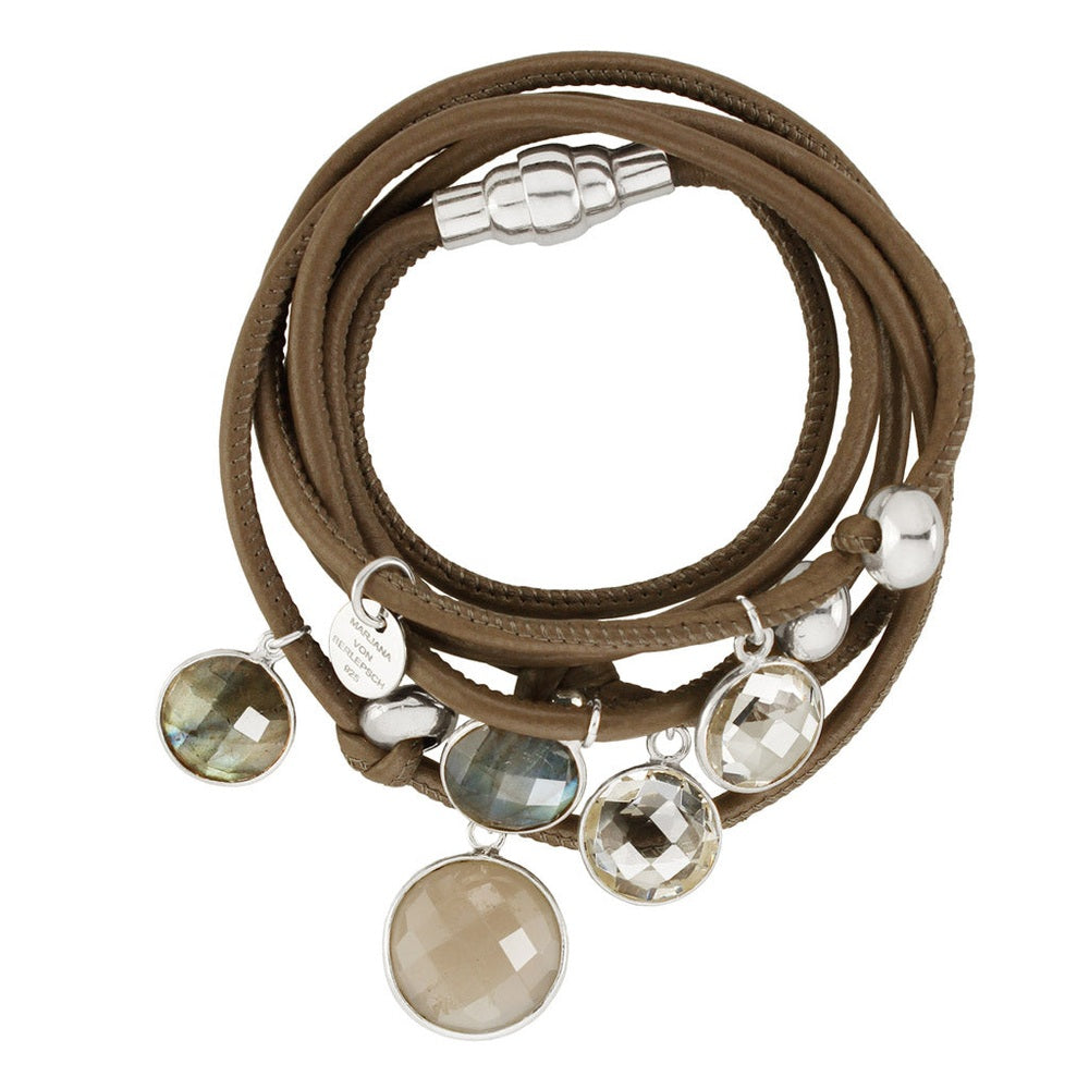 BEVEN LEDERARMBAND GRAUER MONDSTEIN MIX