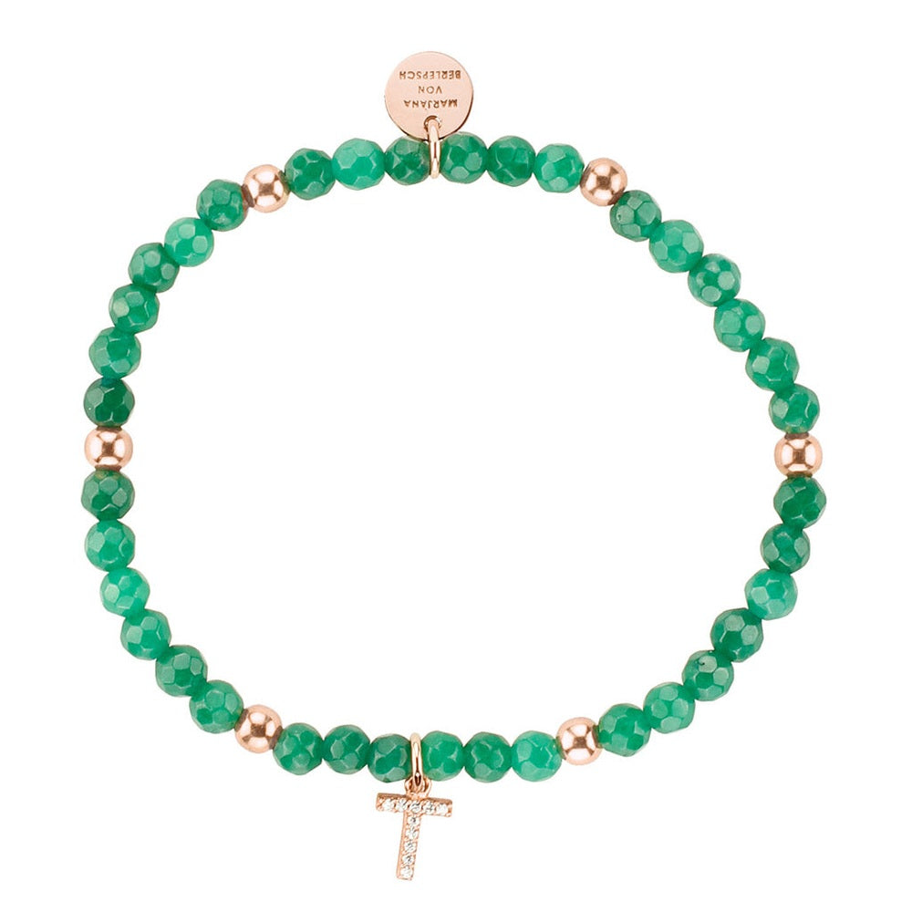 TILA ARMBAND BUCHSTABE GRÜNE JADE ( A- Z )