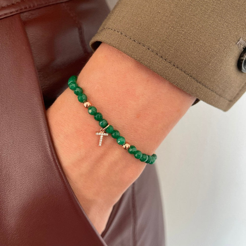 TILA ARMBAND BUCHSTABE GRÜNE JADE ( A- Z )