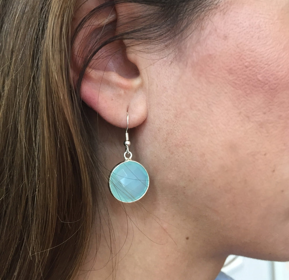 PIA OHRRINGE blauer Chalzedon