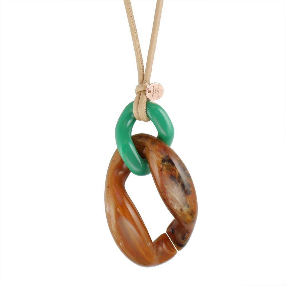 QUINTO LEDERKETTE Cognac Grün