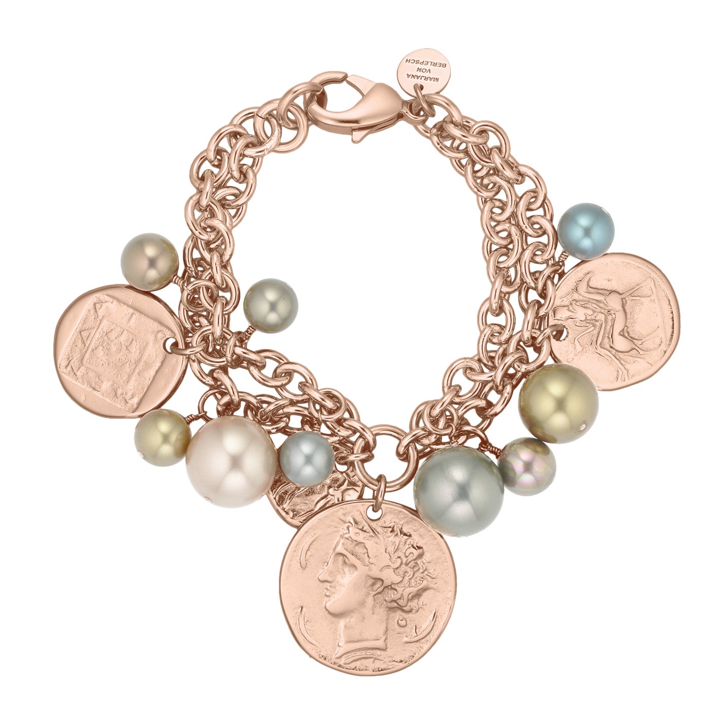 ALMA ARMBAND MÜNZE PERLE KHAKI