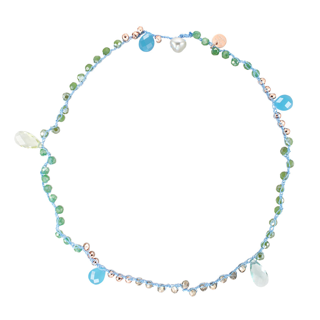 MAGIC EDELSTEIN KETTE KURZ AQUA