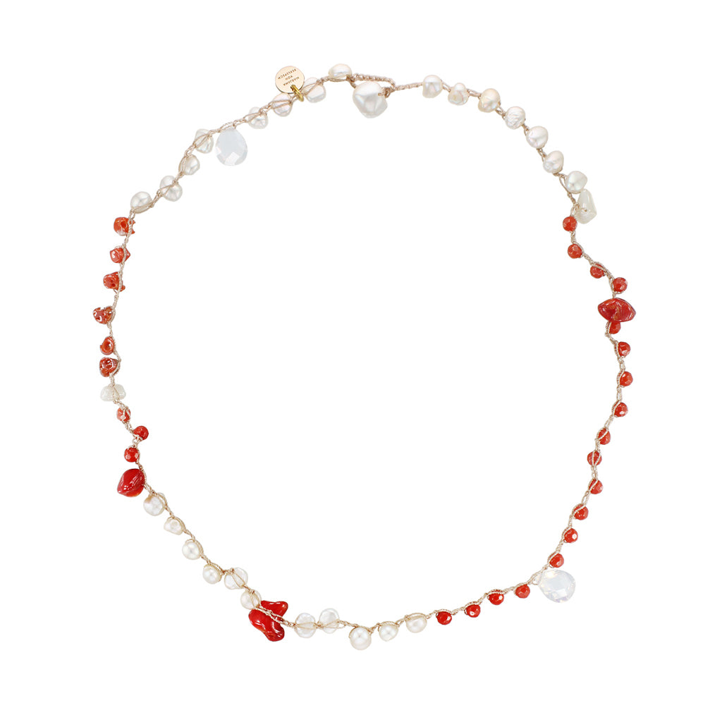 YASMIN KETTE KORALLE PERLE KURZ