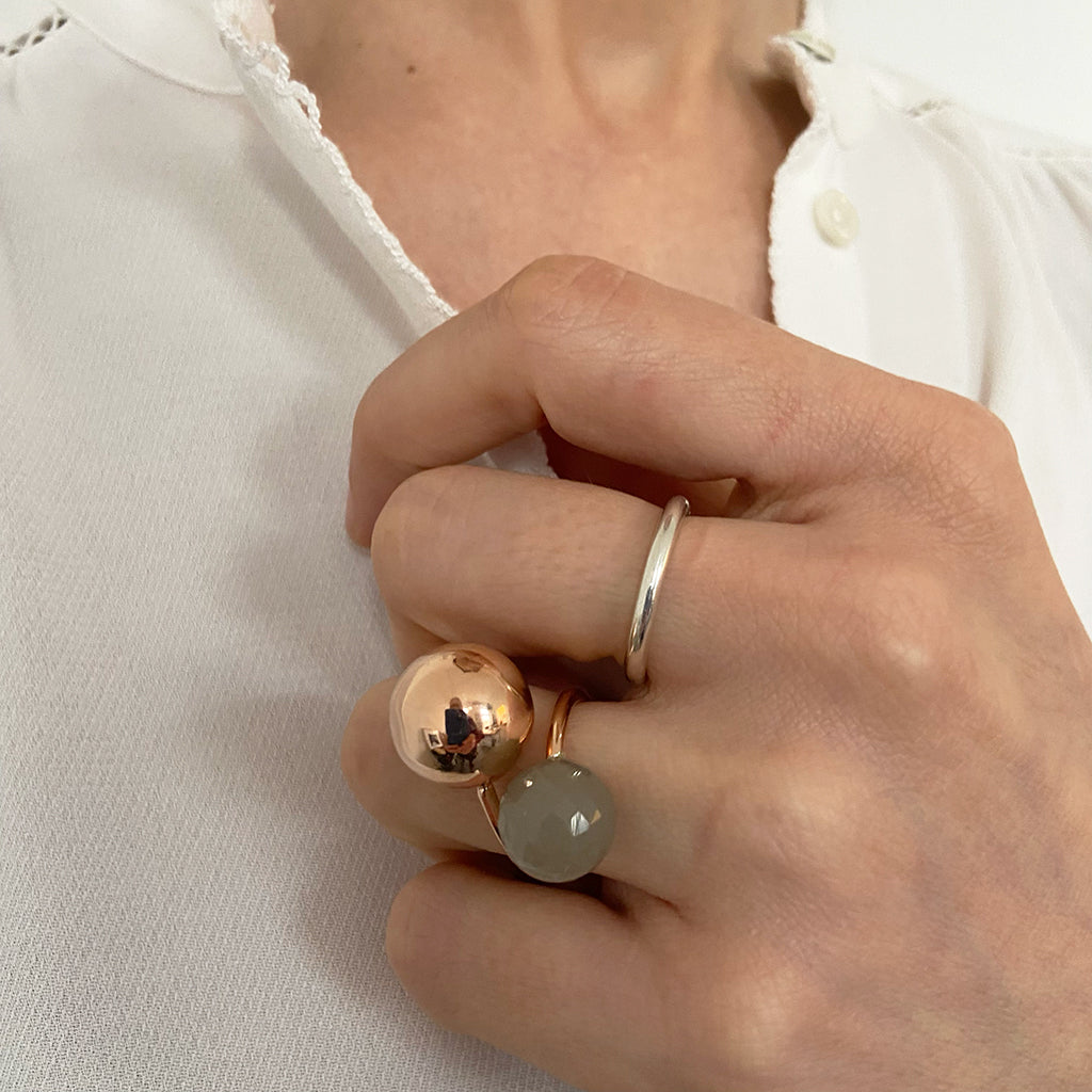 CAMA grauer Mondstein Kugelring